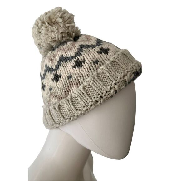 Fair Isle Acrylic Pom Knit Beanie, OS - Picture 4 of 6